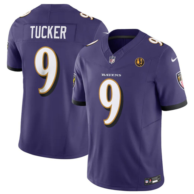 Men's Baltimore Ravens #9 Justin Tucker Purple 2023 F.U.S.E. With John Madden Patch Vapor Limited Football Jersey
