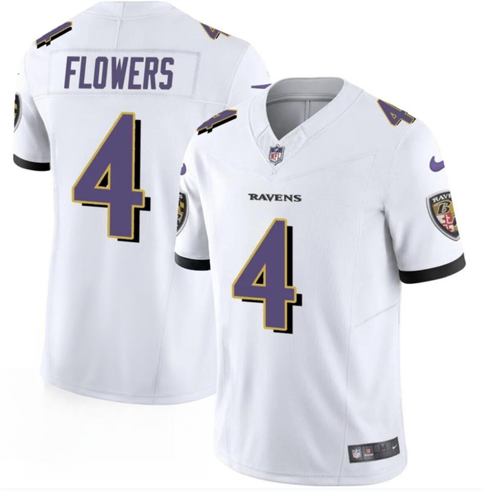 Men's Baltimore Ravens #4 Zay Flowers White 2023 F.U.S.E. Vapor Limited Football Jersey