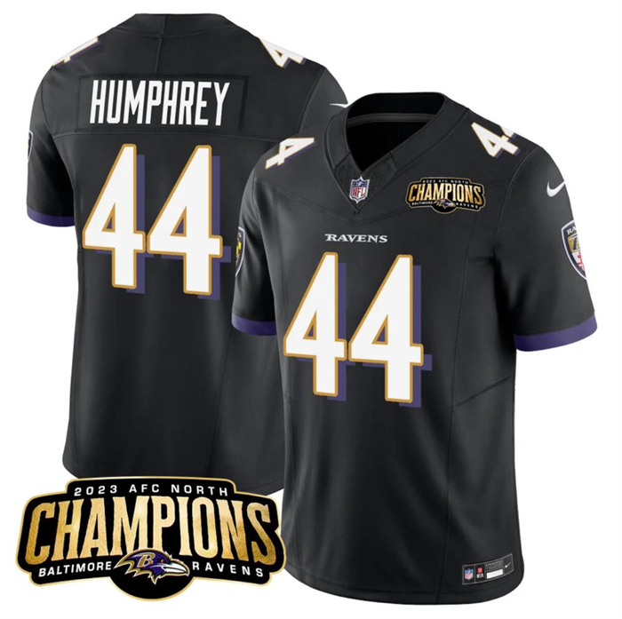 Men's Baltimore Ravens #44 Marlon Humphrey Black 2023 F.U.S.E. AFC North Champions Vapor Limited Football Jersey