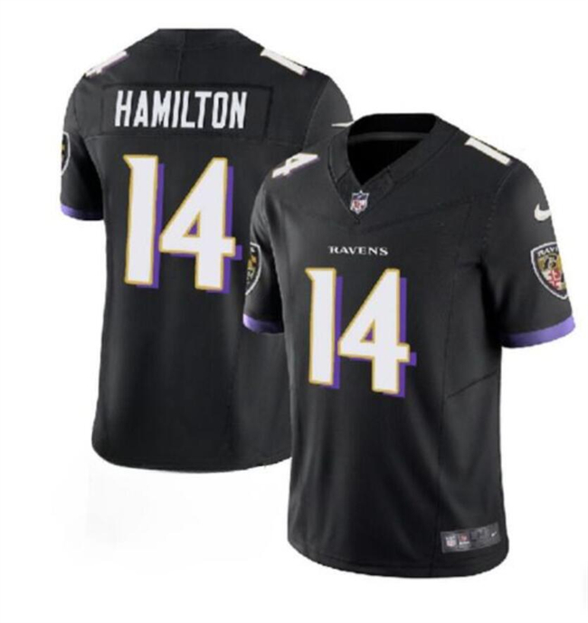 Men's Baltimore Ravens #14 Kyle Hamilton Black 2023 F.U.S.E Vapor Limited Jersey