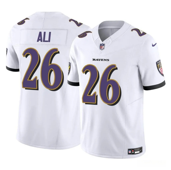 Men's Baltimore Ravens #26 Rasheen Ali White 2025 F.U.S.E. Vapor Limited Football Jersey
