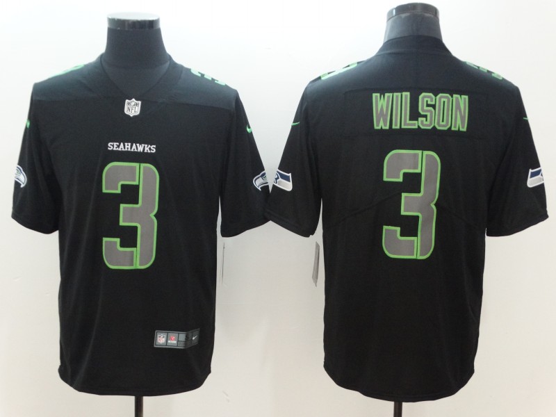 Men's Seattle Seahawks #3 Russell Wilson Black 2018 Impact Limited Stitched NFL Jersey