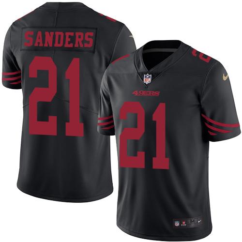 Nike 49ers #21 Deion Sanders Black Men's Stitched NFL Limited Rush Jersey