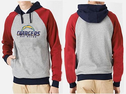 San Diego Chargers Authentic Logo Pullover Hoodie Grey & Red