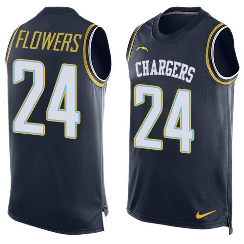 Nike Chargers #24 Brandon Flowers Navy Blue Team Color Men's Stitched NFL Limited Tank Top Jersey