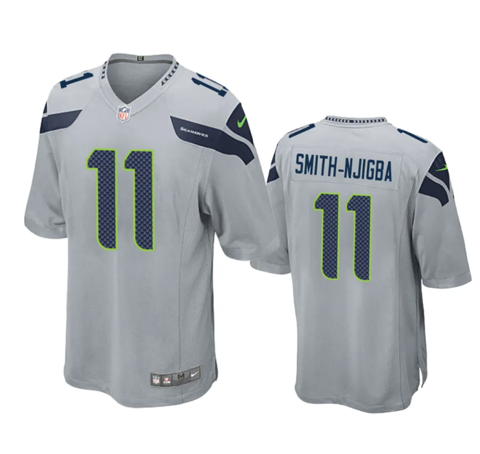 Men's Seattle Seahawks #11 Jaxon Smith-Njigba Grey 2023 Draft Stitched Game Jersey