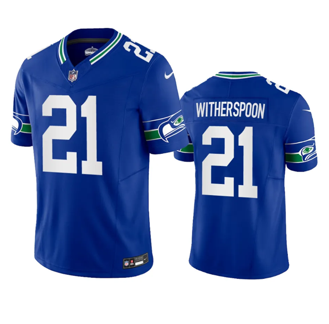 Men's Seattle Seahawks #21 Devon Witherspoon Royal 2023 F.U.S.E. Vapor Limited Throwback Stitched Jersey