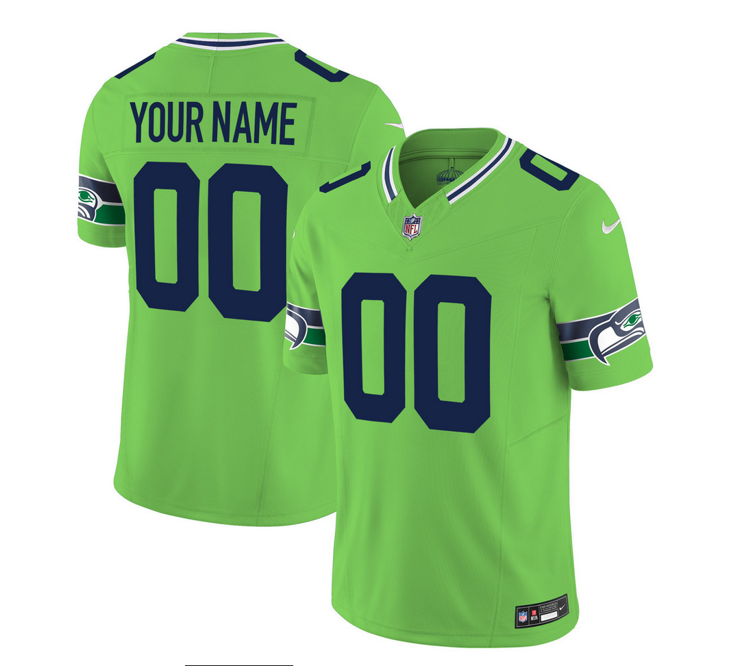 Men's Seattle Seahawks Active Player Custom 2023 F.U.S.E. Green Limited Stitched Football Jersey