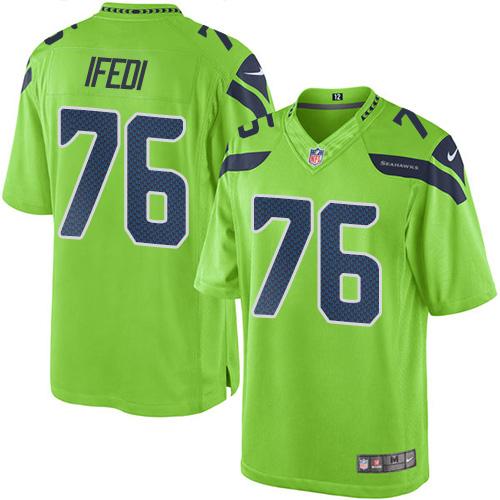 Nike Seahawks #76 Germain Ifedi Green Men's Stitched NFL Limited Rush Jersey