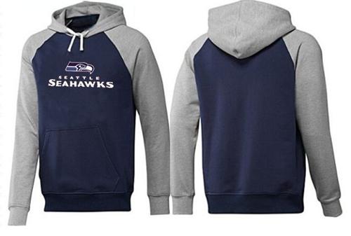 Seattle Seahawks Authentic Logo Pullover Hoodie Dark Blue & Grey