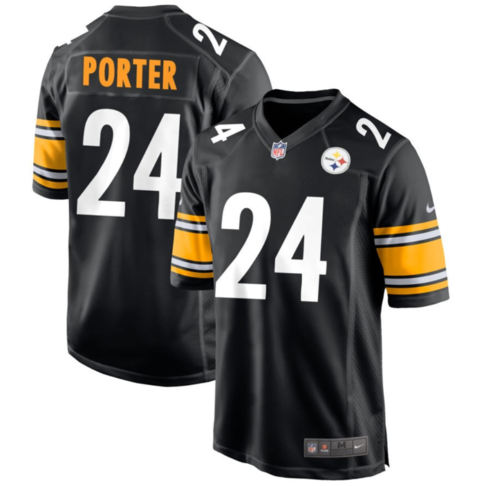 Men's Pittsburgh Steelers #24 Joey Porter Jr. Black 2023 Draft Stitched Game Jersey