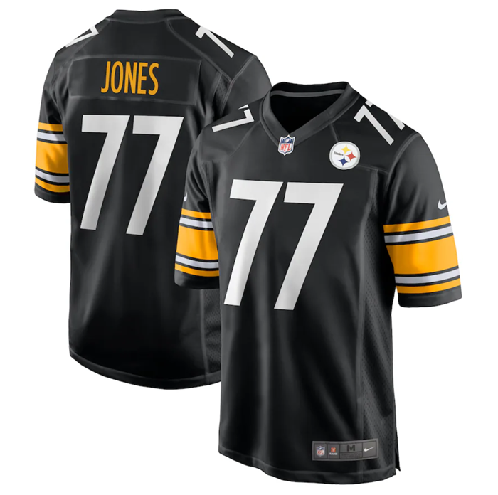 Men's Pittsburgh Steelers #77 Broderick Jones Black 2023 Draft Stitched Game Jersey