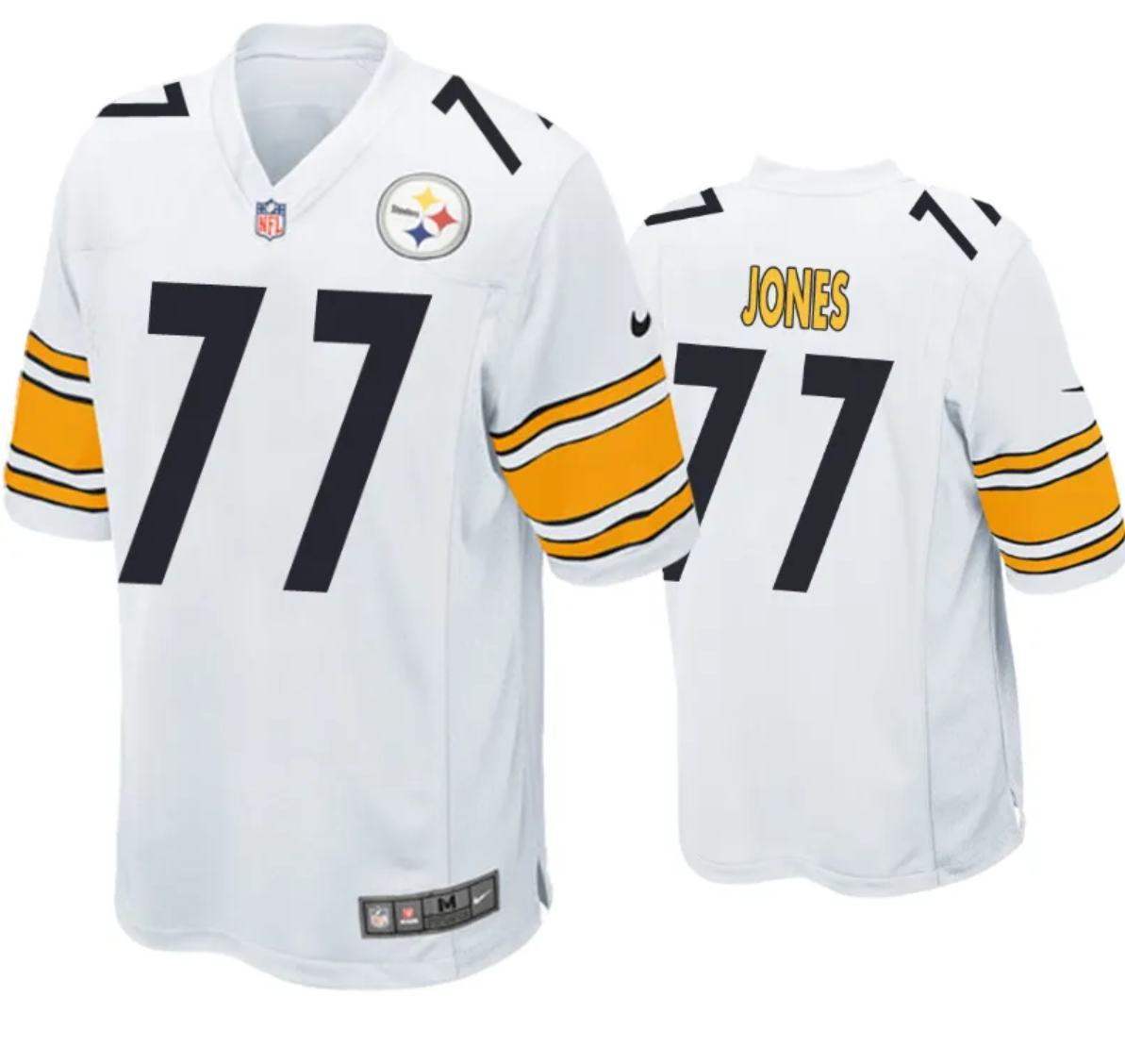 Men's Pittsburgh Steelers #77 Broderick Jones White 2023 Draft Stitched Game Jersey