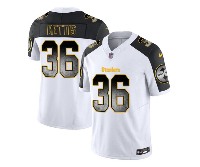 Men's Pittsburgh Steelers #36 Jerome Bettis White/Black 2023 F.U.S.E. Smoke Vapor Untouchable Limited Stitched Jersey