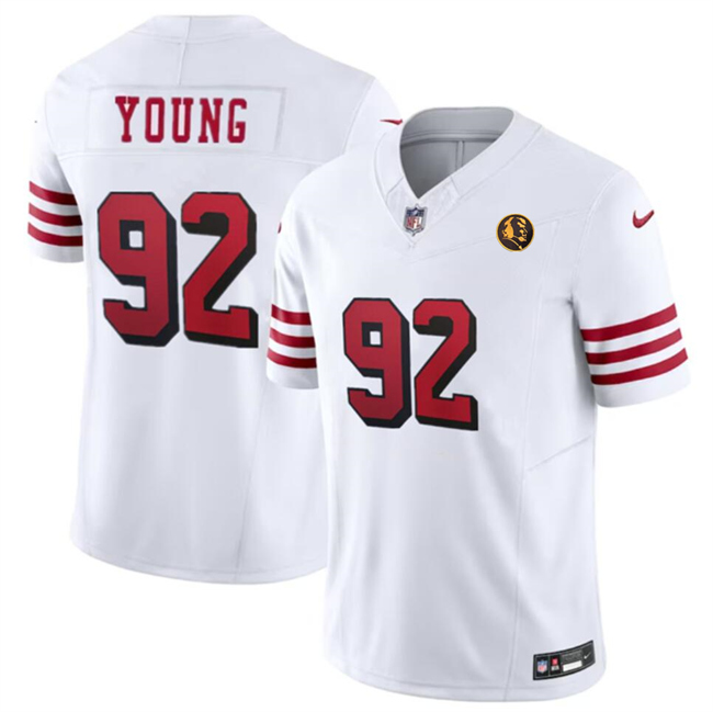 Men's San Francisco 49ers #92 Chase Young New White 2023 F.U.S.E. With John Madden Patch Vapor Limited Stitched Football Jersey