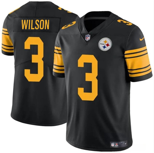 Men's Pittsburgh Steelers #3 Russell Wilson Black Color Rush Vapor Untouchable Limited Stitched Jersey