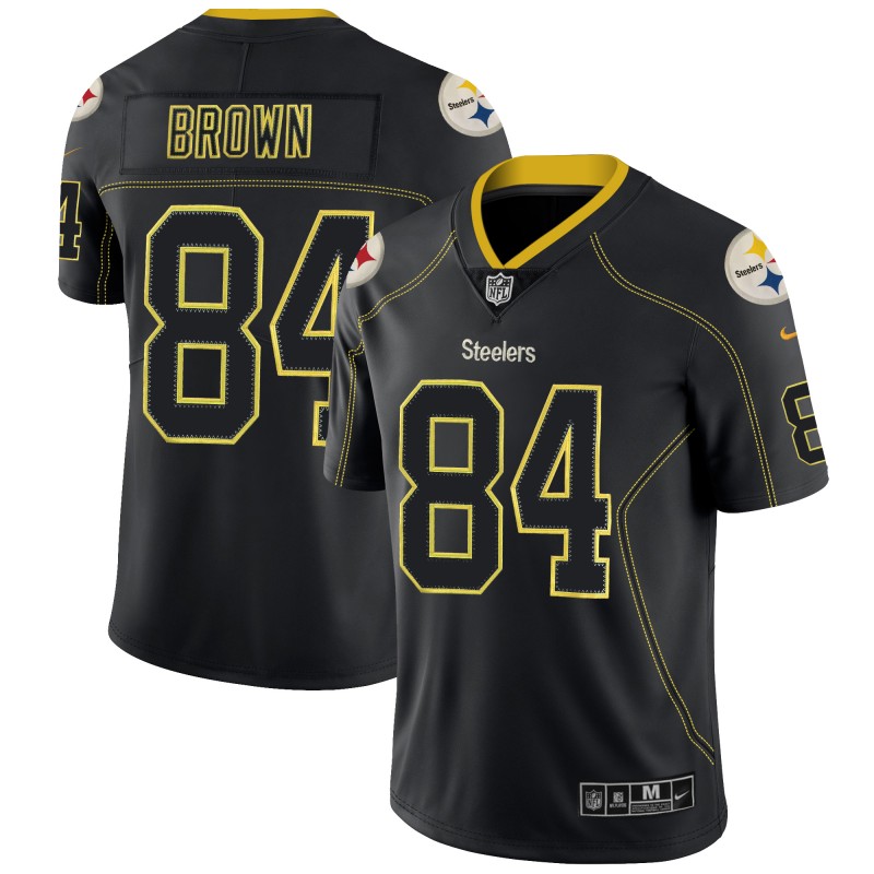 Men's Pittsburgh Steelers #84 Antonio Brown NFL 2018 Lights Out Black Color Rush Limited Jersey