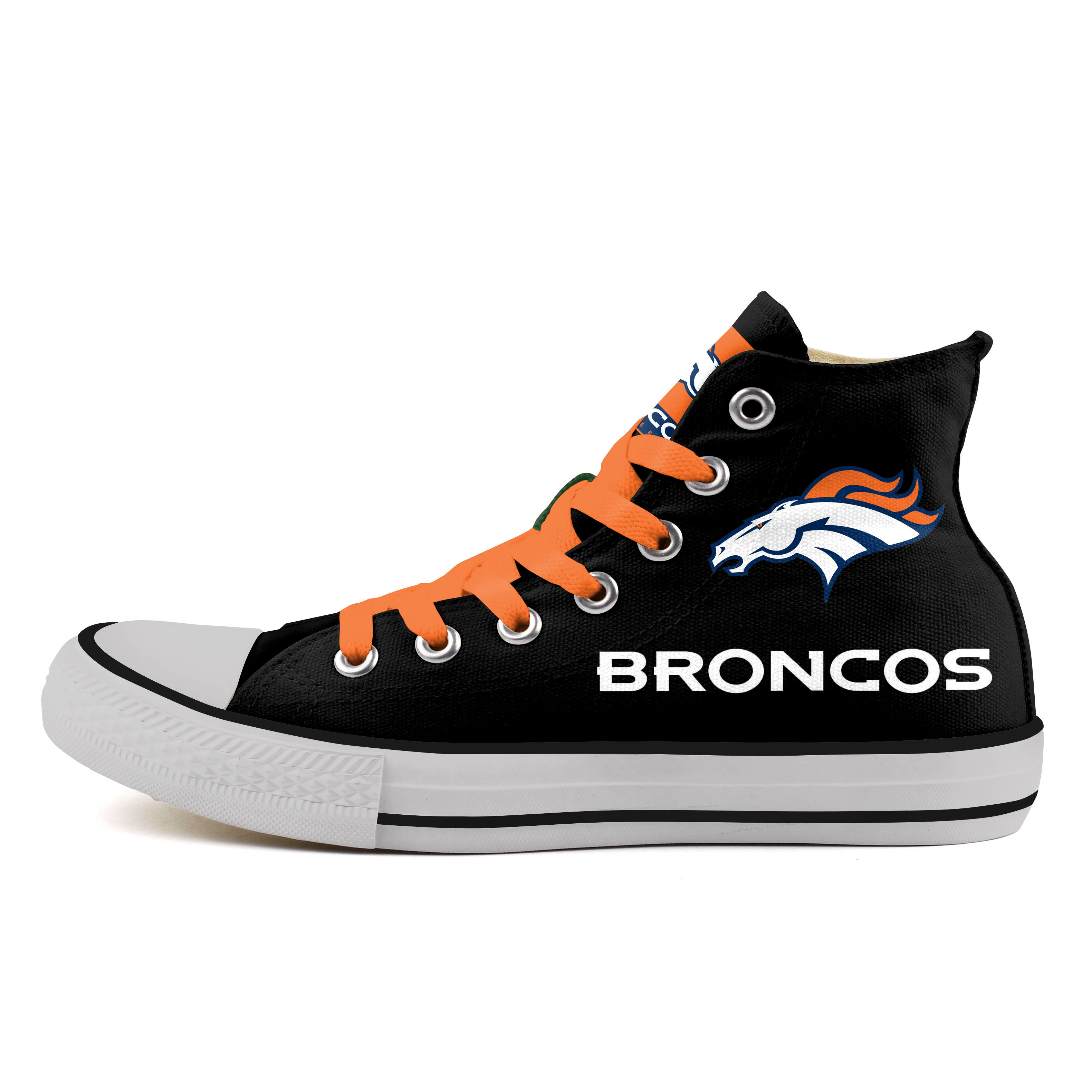Women's NFL Denver Broncos Repeat Print High Top Canvas Sneakers 009