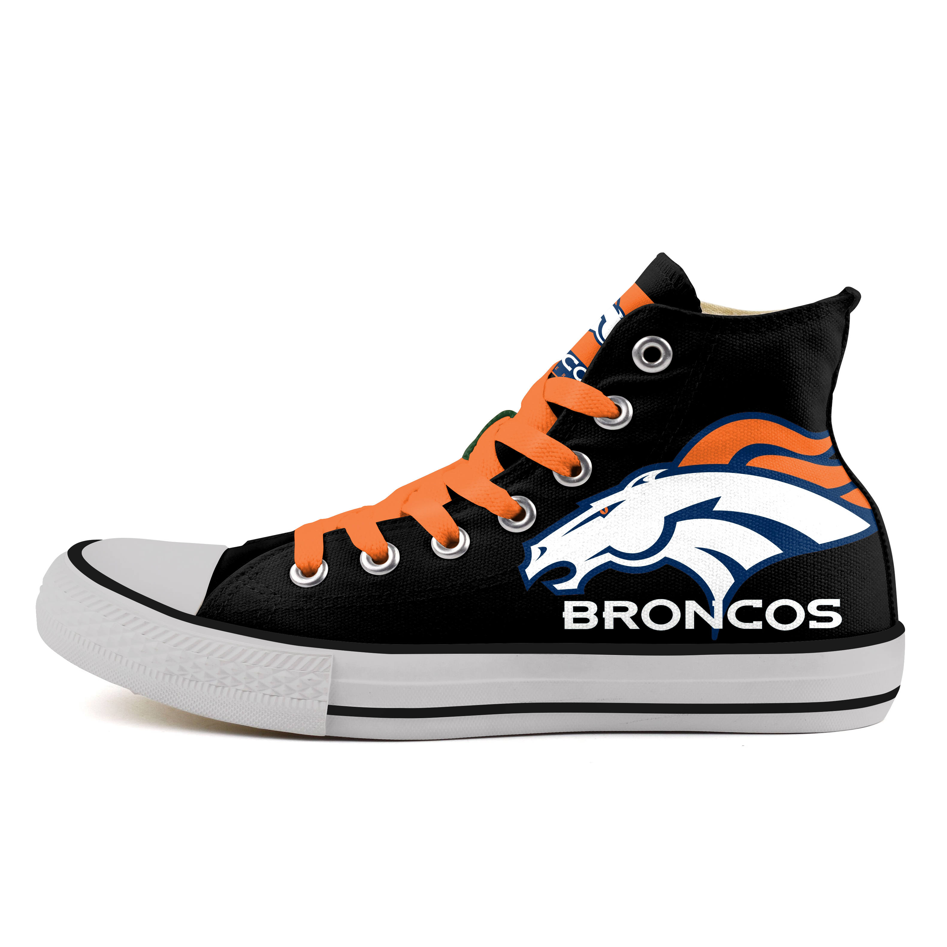 Women's NFL Denver Broncos Repeat Print High Top Canvas Sneakers 010