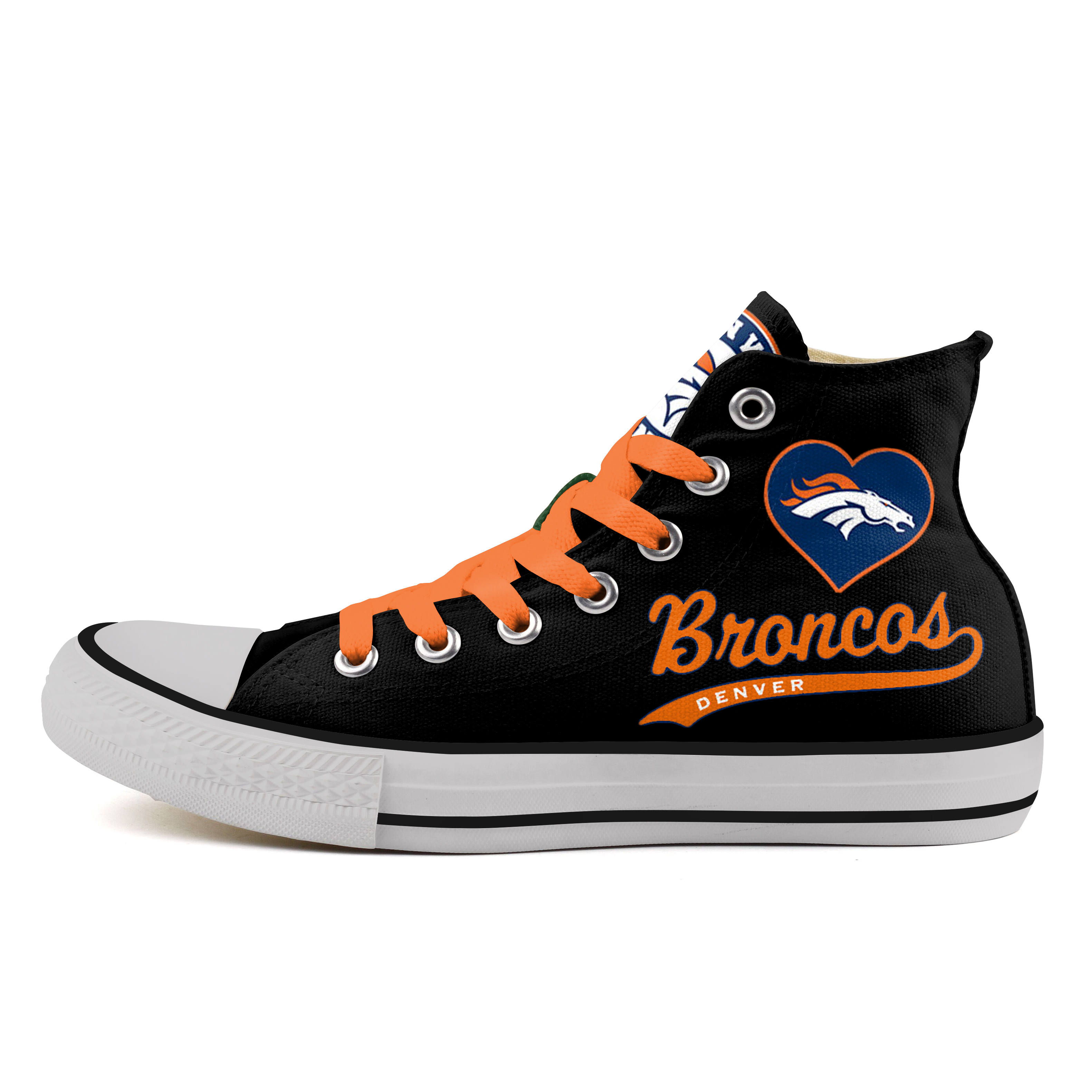Women's NFL Denver Broncos Repeat Print High Top Canvas Sneakers 011