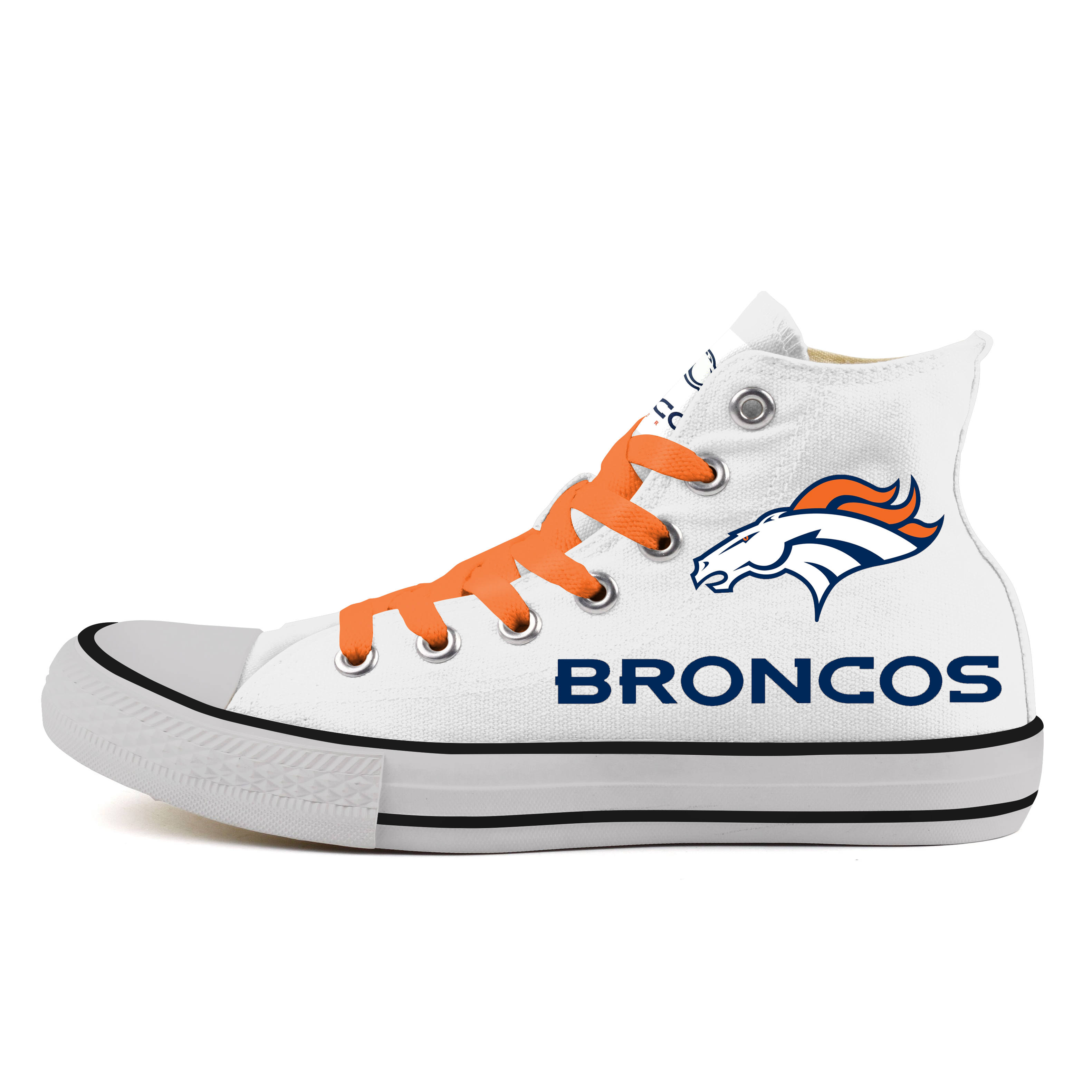 Women's NFL Denver Broncos Repeat Print High Top Canvas Sneakers 012