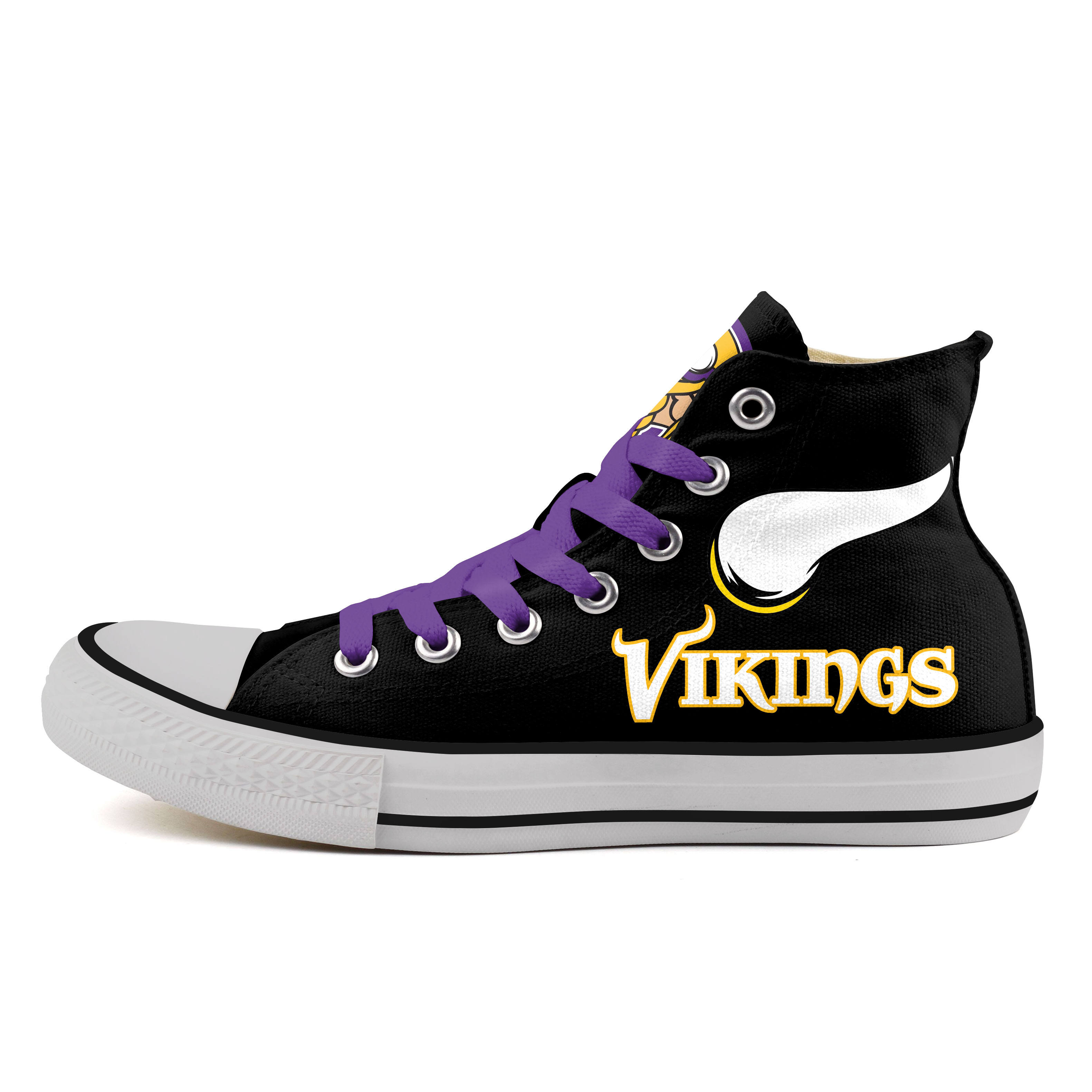 Women's NFL Minnesota Vikings Repeat Print High Top Sneakers 004