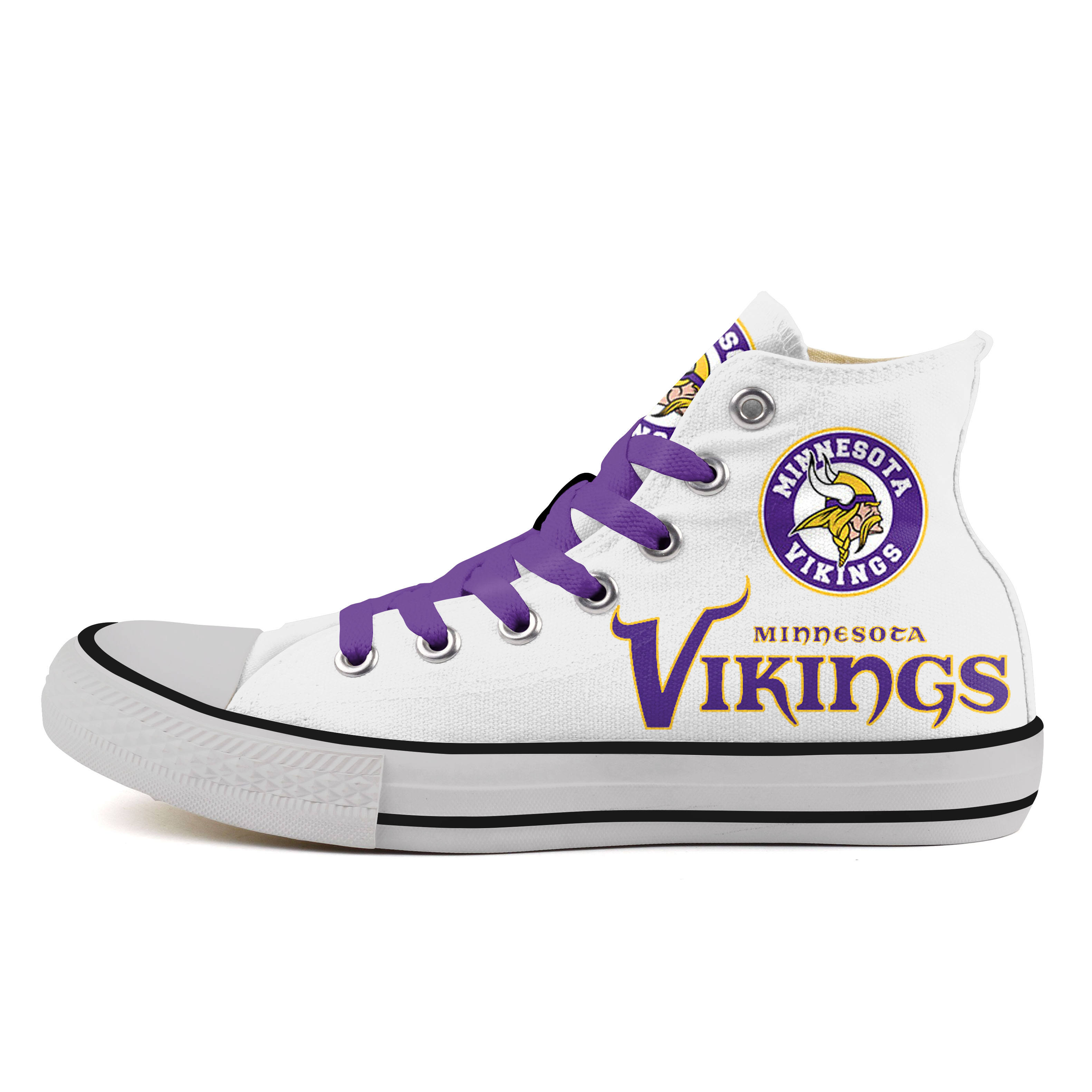 Women's NFL Minnesota Vikings Repeat Print High Top Sneakers 005