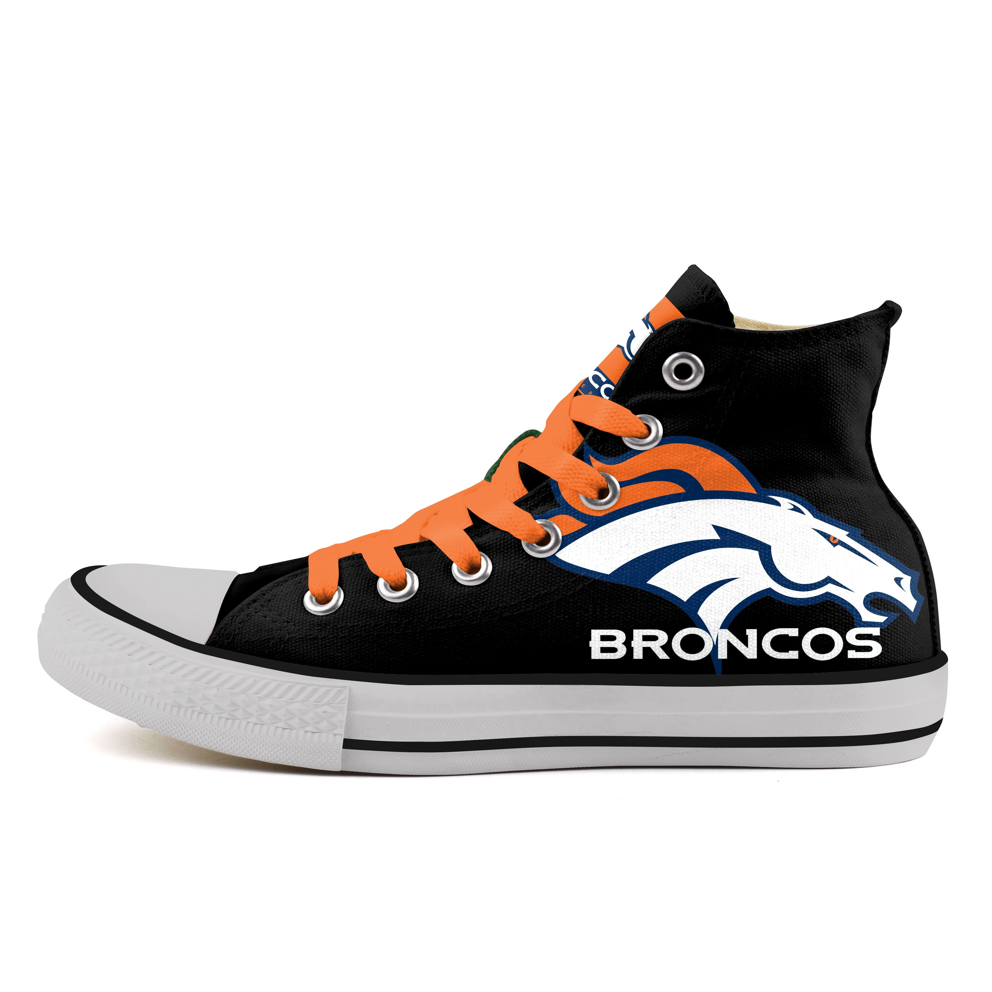 Women's NFL Denver Broncos Repeat Print High Top Canvas Sneakers 013