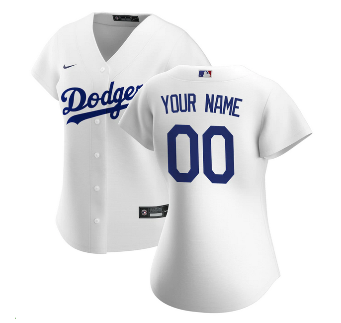 Women's Los Angeles Dodgers ACTIVE PLAYER Custom White Stitched Jersey
