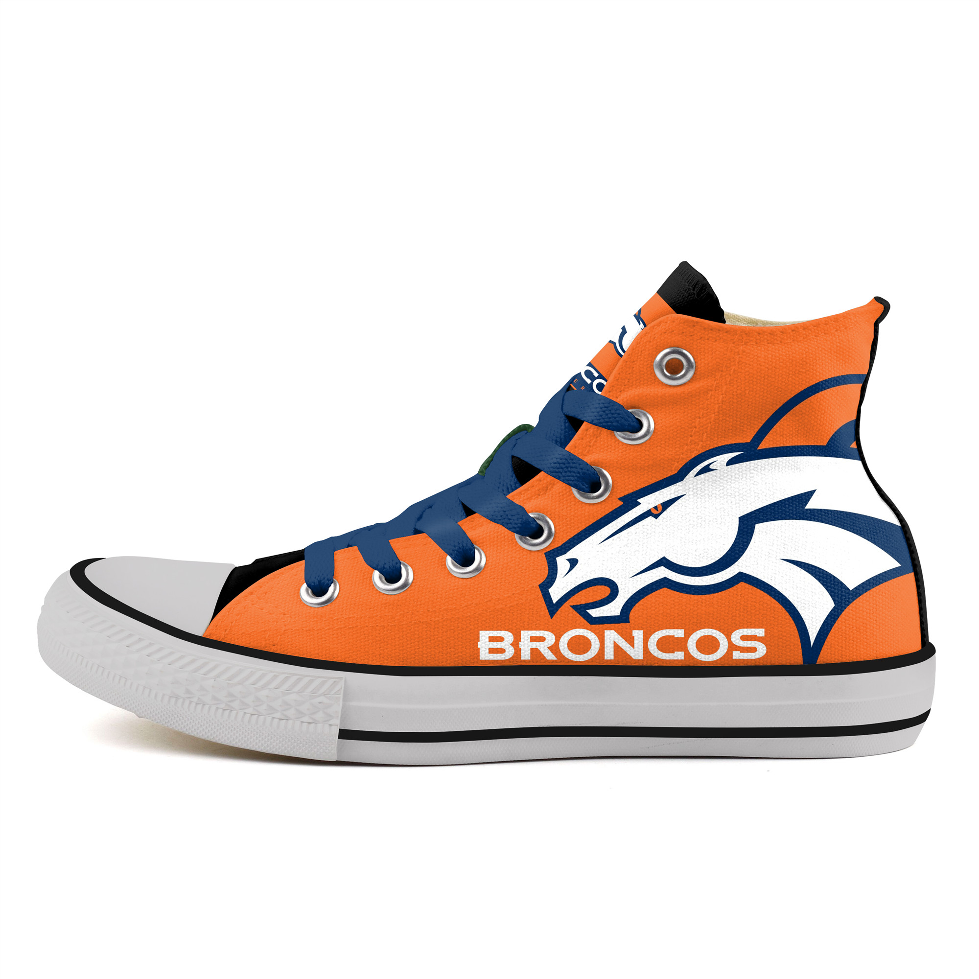 Women's NFL Denver Broncos Repeat Print High Top Canvas Sneakers 008