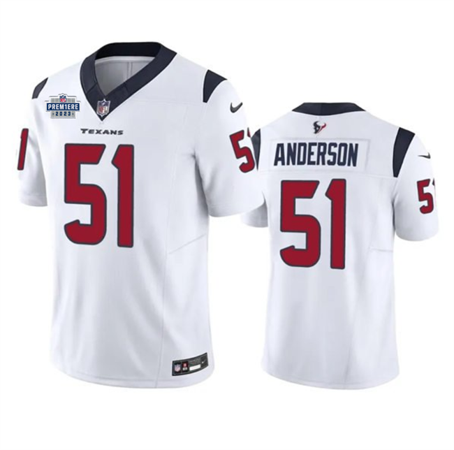 Men's Houston Texans #51 Will Anderson Jr. White 2023 F.U.S.E. With Prem1ere Patch Vapor Untouchable Limited Stitched Football Jersey