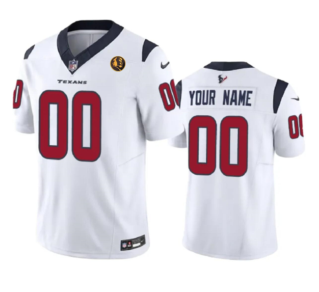 Men's Houston Texans Active Player Custom White 2023 F.U.S.E. With John Madden Patch Vapor Limited Stitched Football Jersey