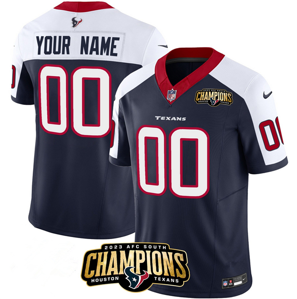 Men's Houston Texans Active Player Custom Navy/White 2023 F.U.S.E. AFC South Champions Patch Limited Stitched Football Jersey