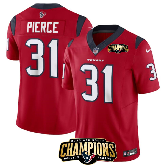 Men's Houston Texans #31 Dameon Pierce Red 2023 F.U.S.E. AFC South Champions Patch Vapor Untouchable Limited Stitched Football Jersey