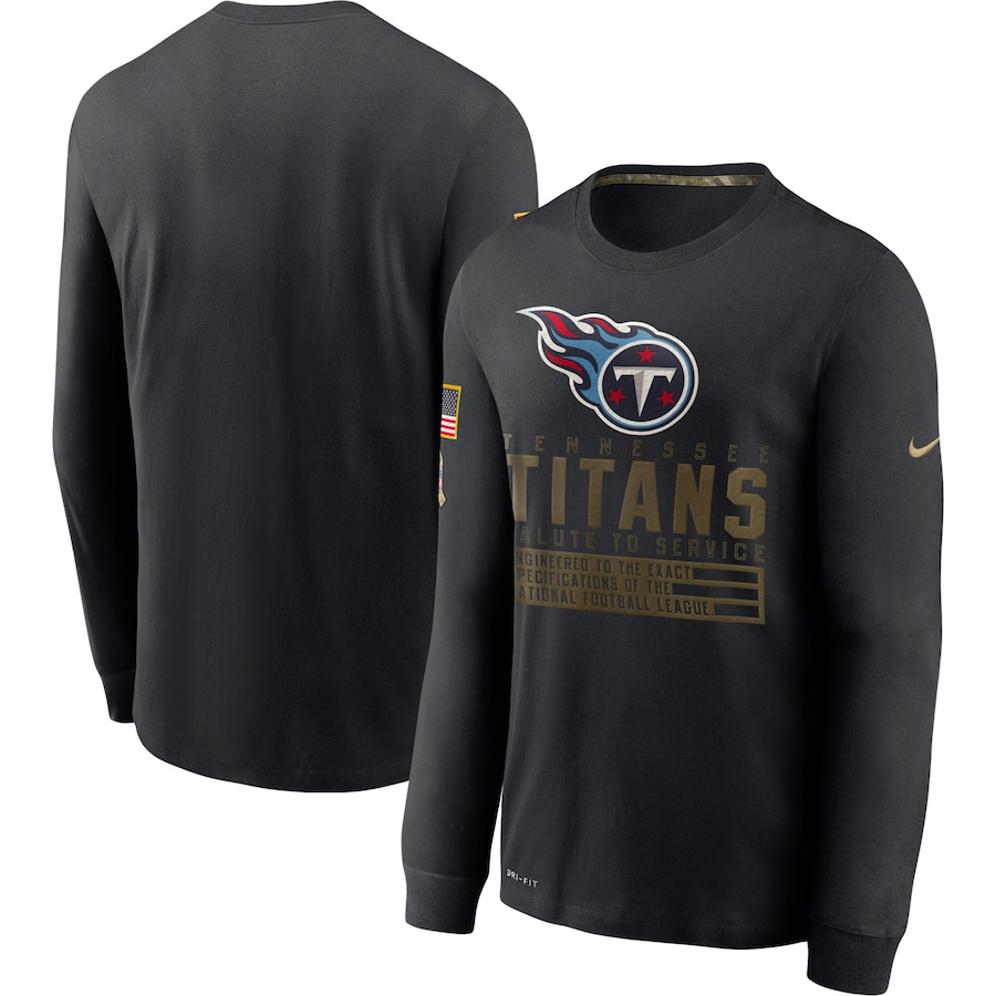 Men's Tennessee Titans 2020 Black Salute to Service Sideline Performance Long Sleeve T-Shirt
