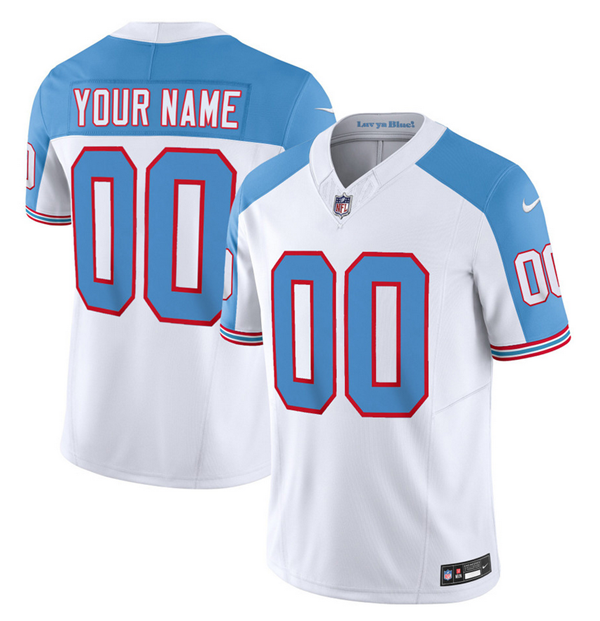 Men's Tennessee Titans Active Player Custom White/Blue 2023 F.U.S.E. Vapor Limited Throwback Stitched Football Jersey