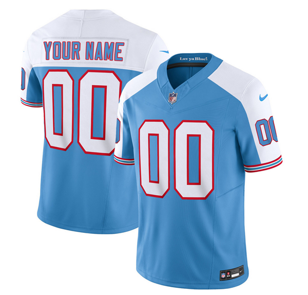 Men's Tennessee Titans Active Player Custom Blue/White 2023 F.U.S.E. Vapor Limited Throwback Stitched Football Jersey