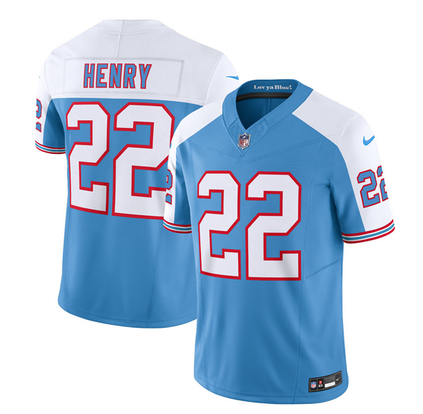 Men's Tennessee Titans #22 Derrick Henry Blue/White 2023 F.U.S.E. Vapor Limited Throwback Stitched Football Jersey