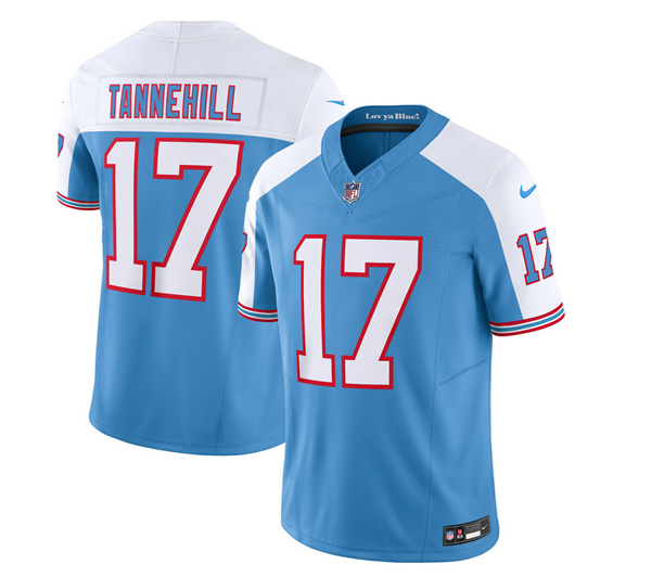 Men's Tennessee Titans #17 Ryan Tannehill Blue/White 2023 F.U.S.E. Vapor Limited Throwback Stitched Football Jersey