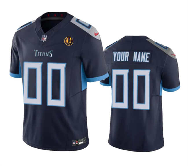 Men's Tennessee Titans Active Player Custom Navy 2023 F.U.S.E. With John Madden Patch Vapor Limited Stitched Football Jersey