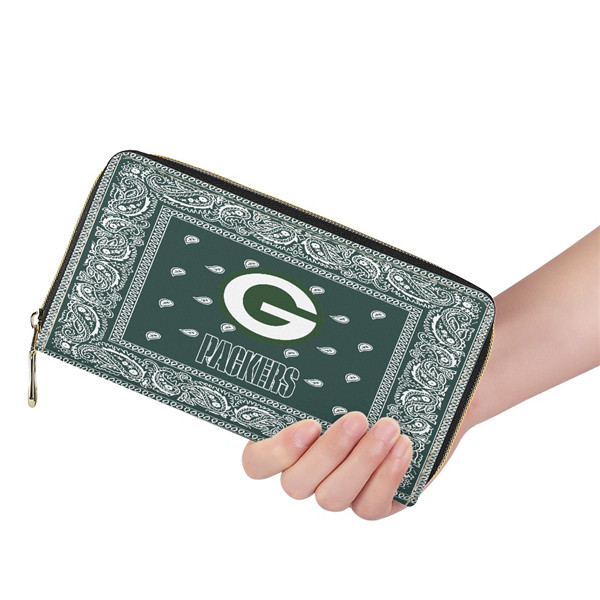 Green Bay Packers PU Leather Zip Wallet 001(Pls Check Description For Details)