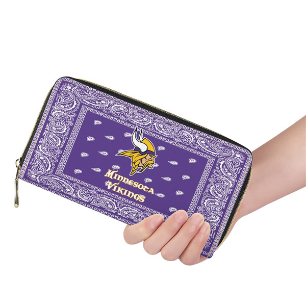 Minnesota Vikings PU Leather Zip Wallet 001(Pls Check Description For Details)
