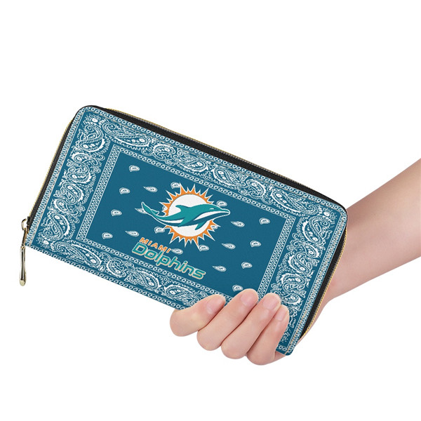 Miami Dolphins PU Leather Zip Wallet 001(Pls Check Description For Details)