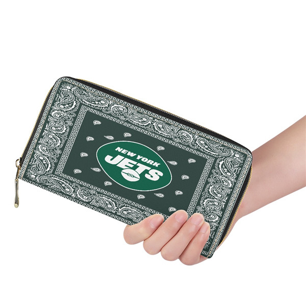 New York Jets PU Leather Zip Wallet 001(Pls Check Description For Details)