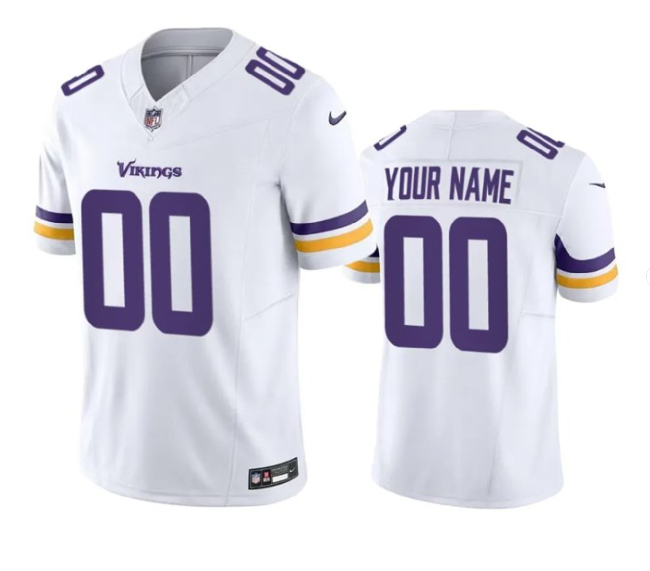 Men's Minnesota Vikings Active Player Custom White 2023 F.U.S.E. Vapor Limited Stitched Football Jersey