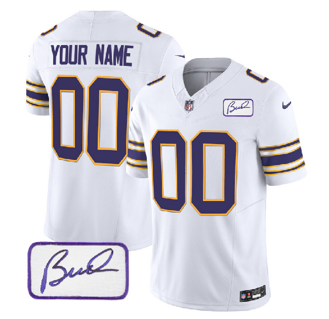 Youth Minnesota Vikings Active Player Custom White 2023 F.U.S.E. Bud Grant patch Limited Stitched Football Jersey