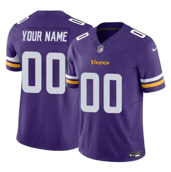 Youth Minnesota Vikings Active Player Custom Purple 2023 F.U.S.E. Vapor Limited Stitched Football Jersey