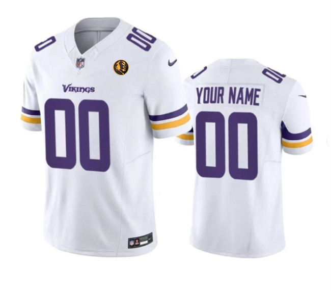 Men's Minnesota Vikings Active Player Custom White 2023 F.U.S.E. With John Madden Patch Vapor Limited Stitched Football Jersey