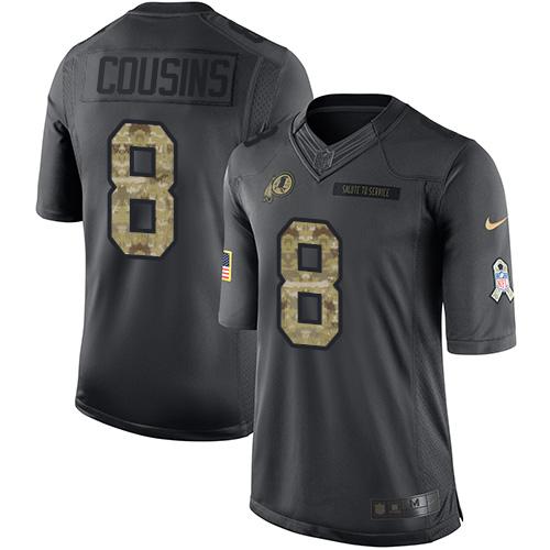 Nike Redskins #8 Kirk Cousins Black Men's Stitched NFL Limited 2016 Salute to Service Jersey