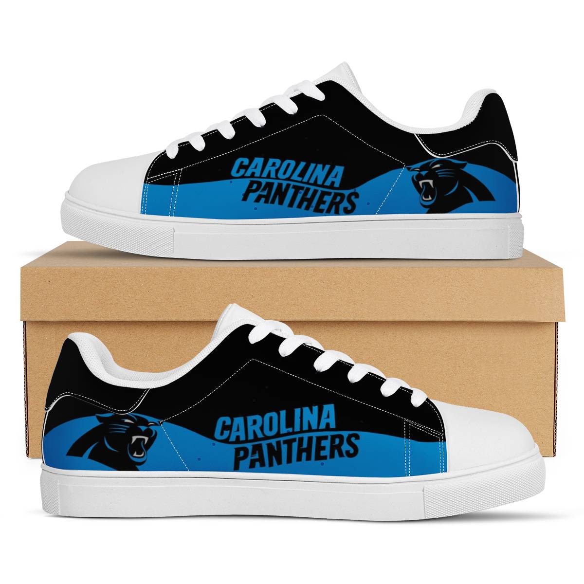 Men's Carolina Panthers Low Top Leather Sneakers 001